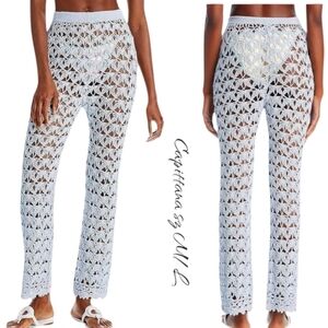 NWT Capittana April Crochet Swim Cover Up Pants Ivory Handcrafted M/L